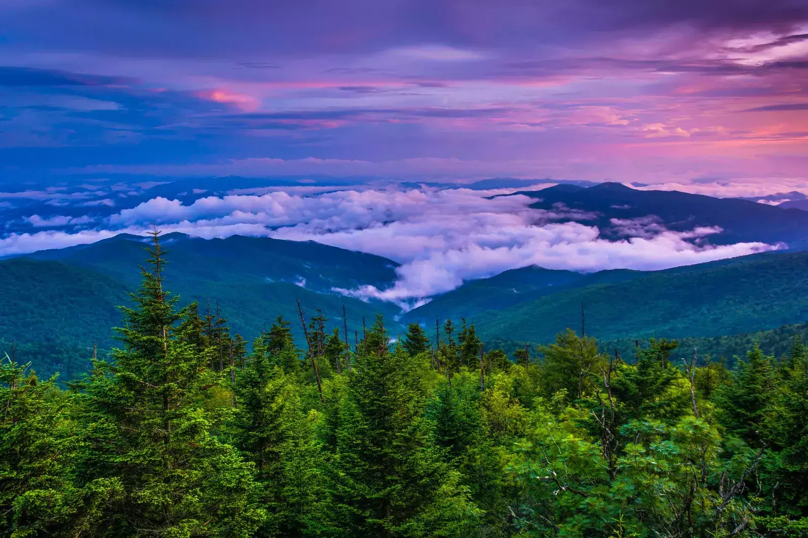 sunset view over the Smoky Mountains