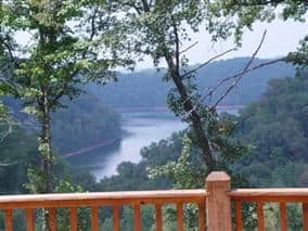 Incredible vista from the Lake View Getaway cabin in Murphy NC.