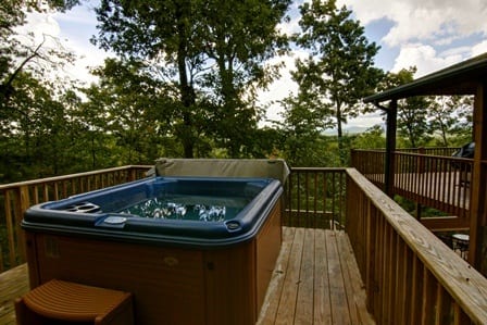 hot tub overlooking mountains