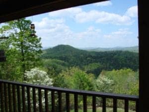 porch view from a cabin in Murphy NC