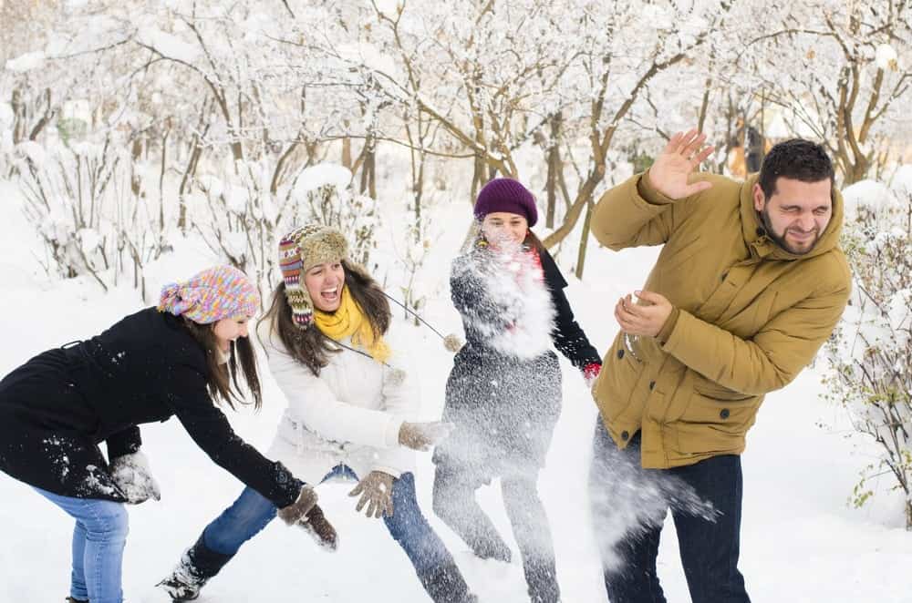 Family snowball fight