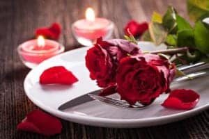 Romantic place setting for Valentine's Day