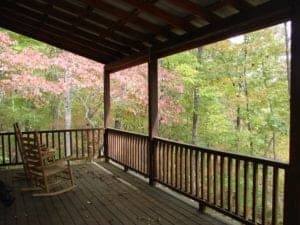 The porch of a cabin in North Carolina