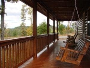Beautiful view from the porch of a two bedroom cabin in Murphy NC