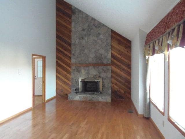 A beautiful stone fireplace in a Murphy NC vacation rental.