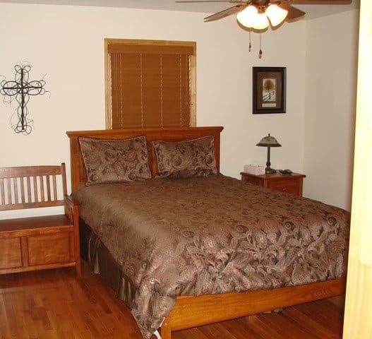 A beautiful bedroom in a Murphy North Carolina cabin rental.
