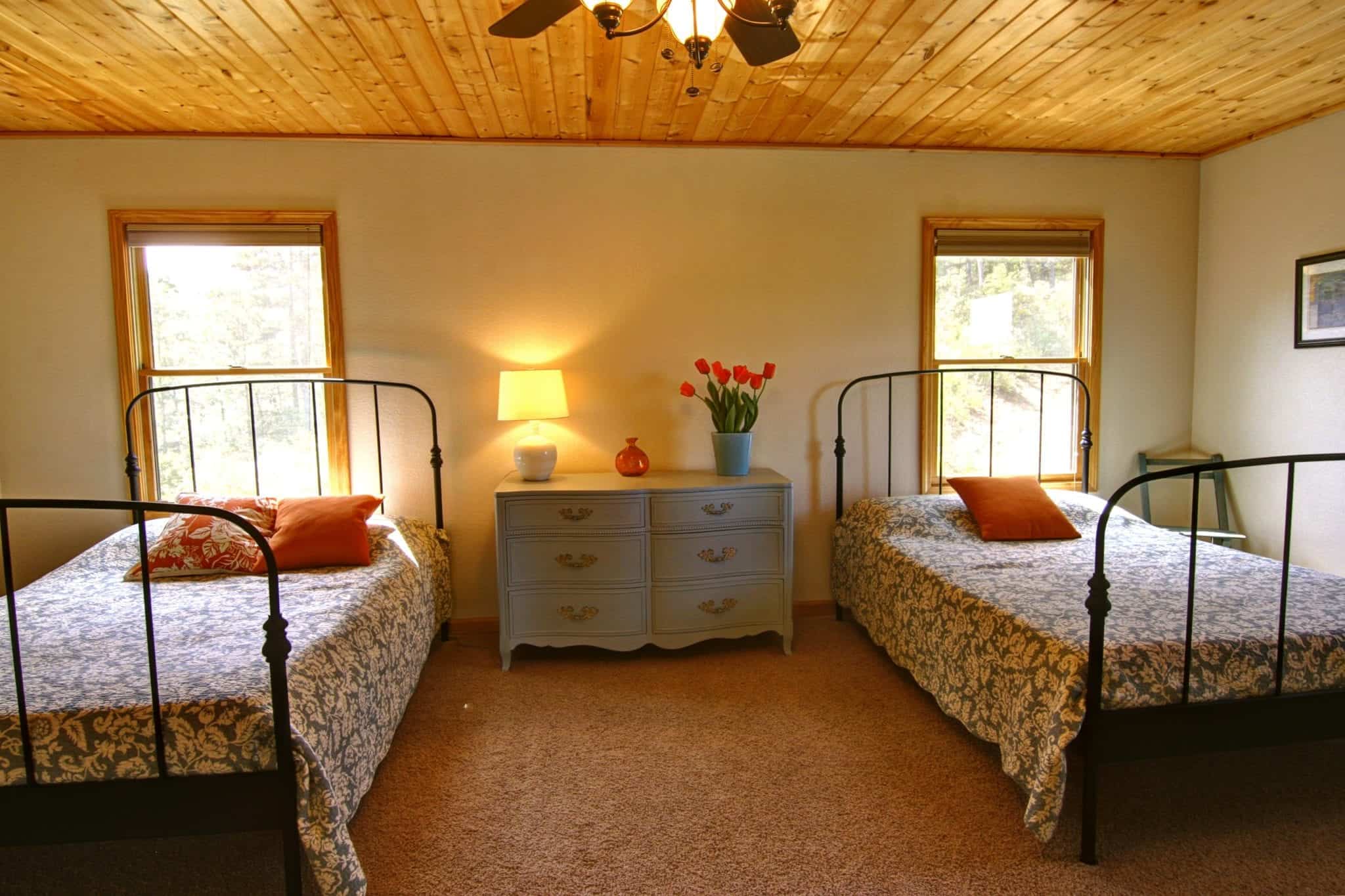 Two beds in a bedroom in a Murphy NC vacation rental.