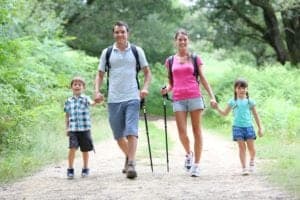 Happy family going for a walk near our Murphy North Carolina cabin rentals.