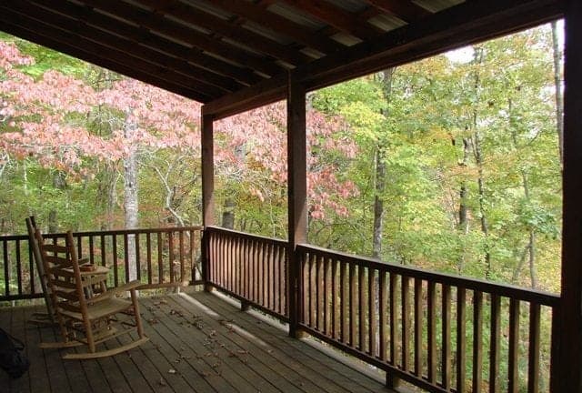 The deck of one of our Murphy North Carolina vacation rentals.