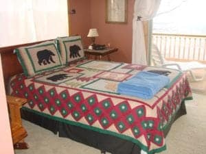 Bedroom in Mountain Top retreat, one of the best Murphy North Carolina cabin rentals.