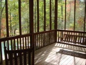 The porch of Sleeping Bear Cabin, one of our Muprhy North Carolina cabin rentals with 3 or more bedrooms.