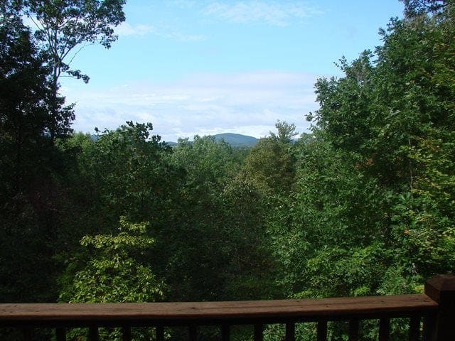 Stunning mountain views from the deck of a Murphy North Carolina cabin rental.