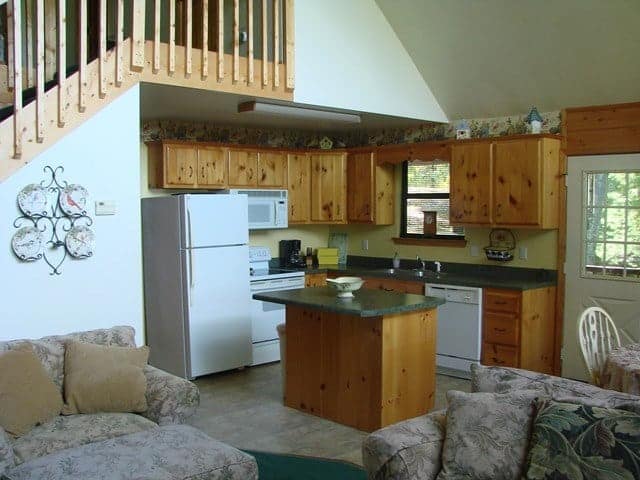 The charming living area and kitchen in a Murphy North Carolina vacation rental.