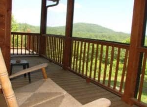 Mountain views from the deck of Good Times, a cabin rental in Murphy NC.