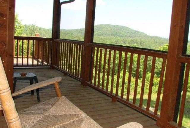 Mountain views from the deck of Good Times, a cabin rental in Murphy NC.