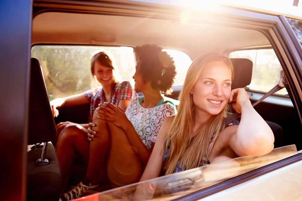 Young women on a road trip.
