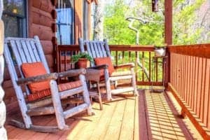 two chairs on the porch of a cabin rental in Murphy NC