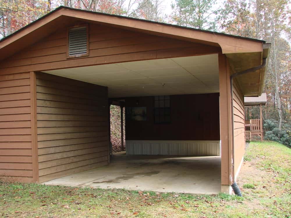 garage on a brown house