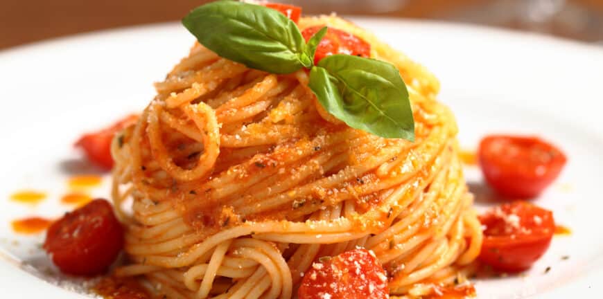 pasta with tomatoes on a plate