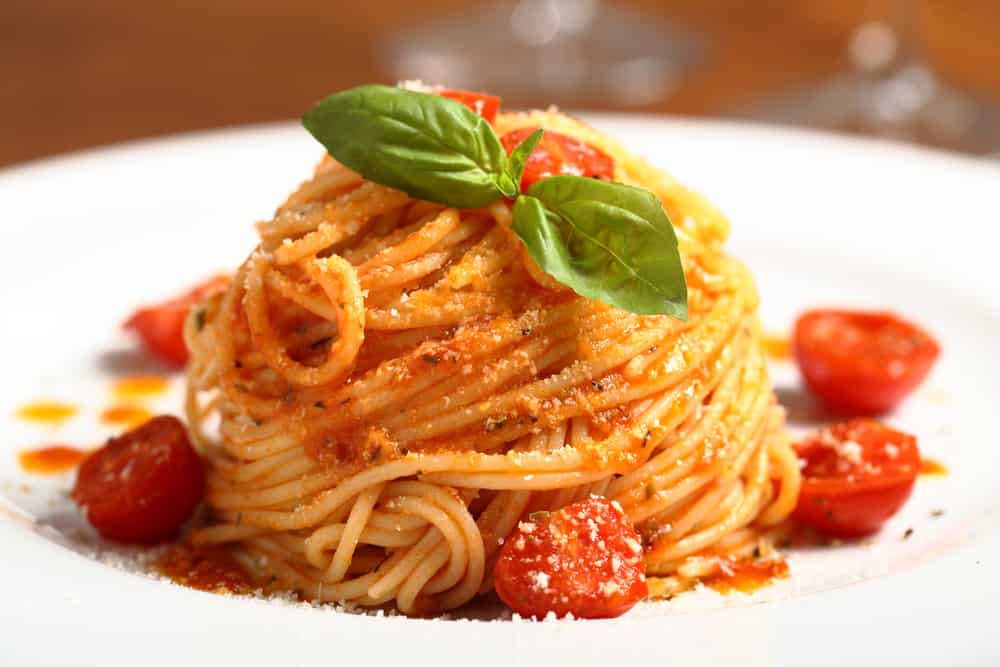 pasta with tomatoes on a plate